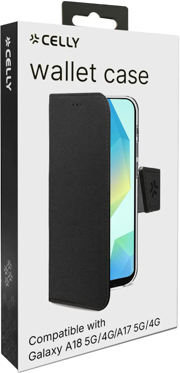 Samsung Galaxy A17/A18 rahakott-ümbris, must, Celly