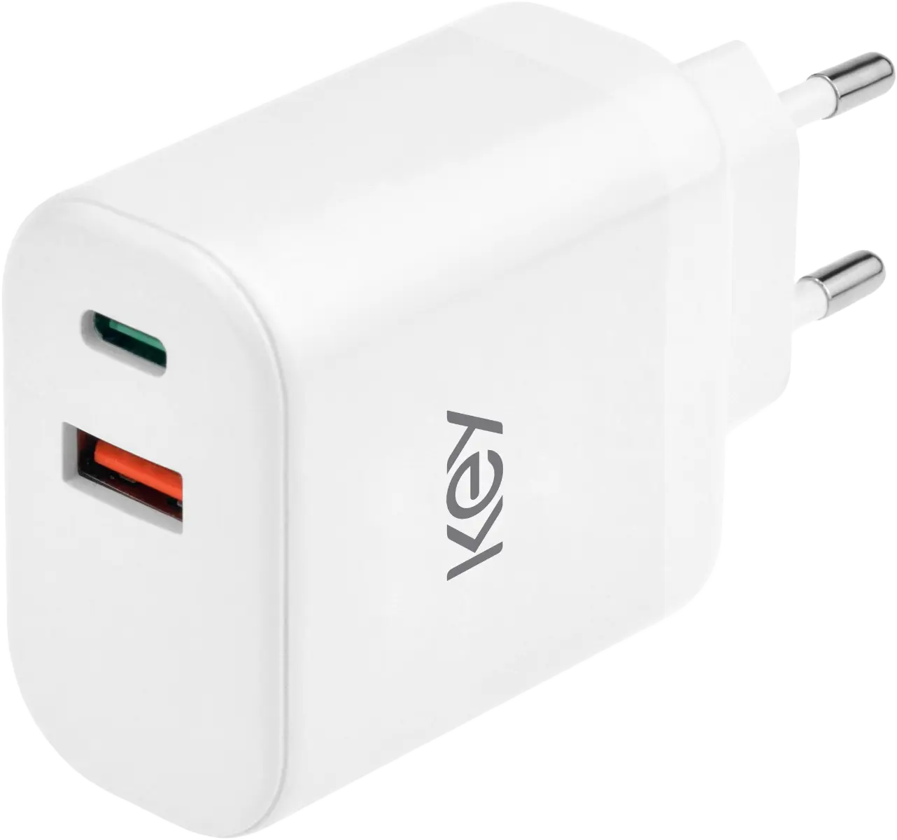 KEY POWER seinaadapter USB-A/C 45W, valge