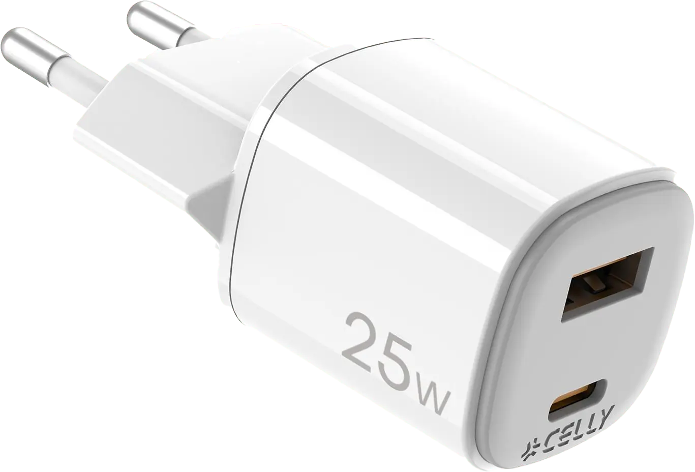 25W adapter, USB-A/USB-C,  valge, Celly