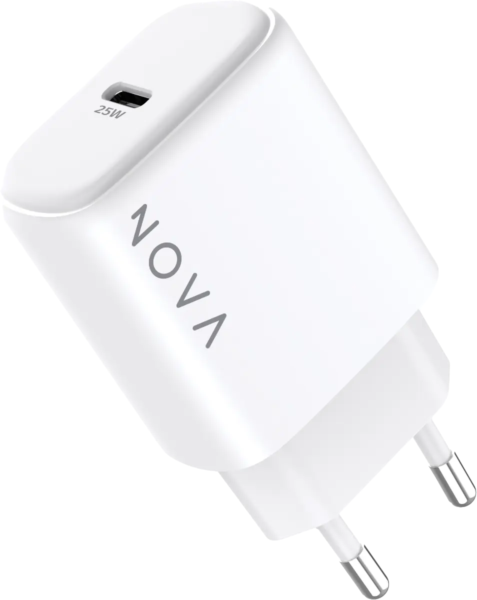 25W adapter + USB-C kaabel, valge, NOVA