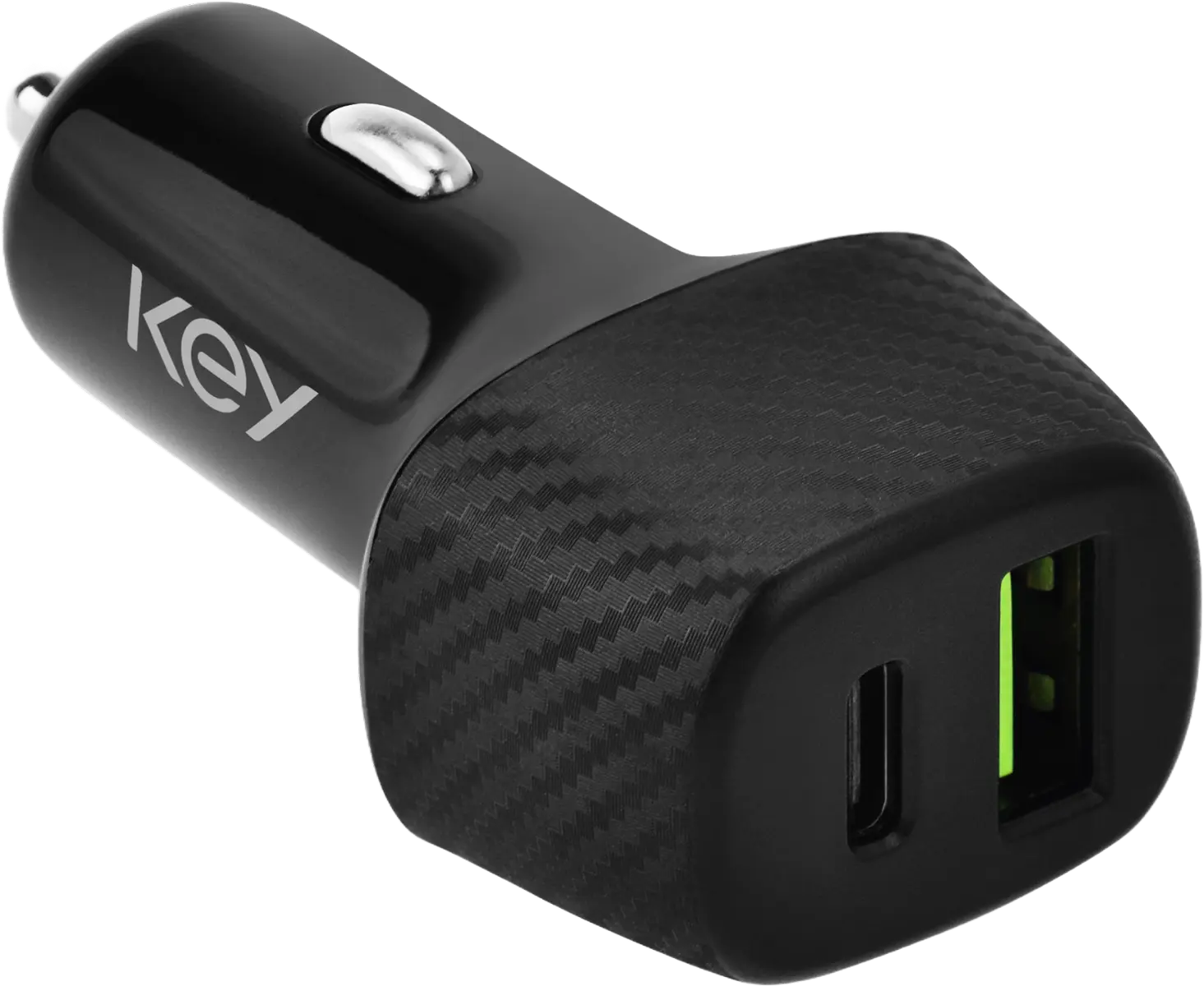 KEY autolaadija Duo 38W USB-A/C, must